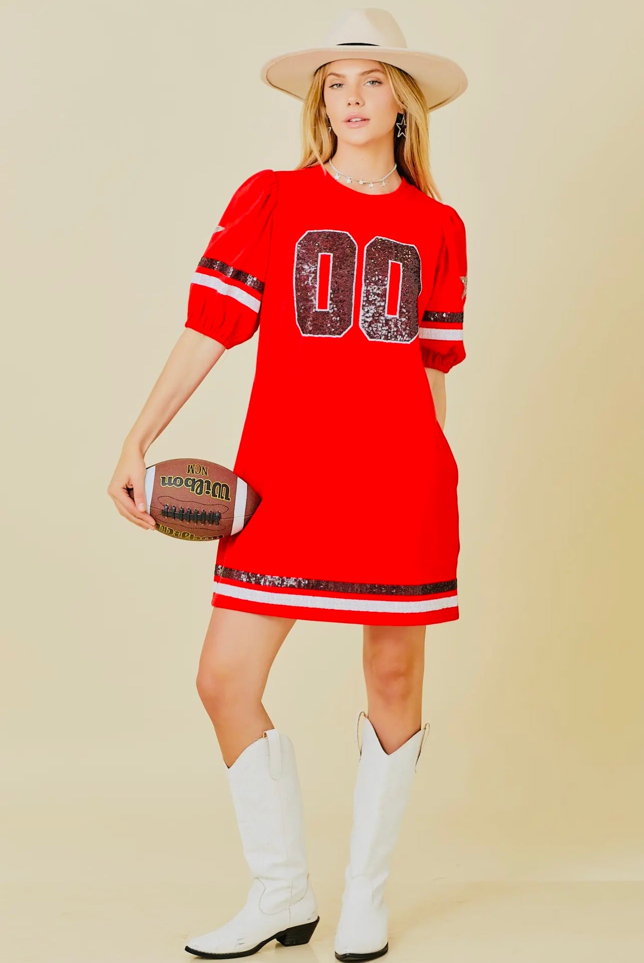 red sequin game day dress GAMEDAY SEQUIN #15 JERSEY DRESS/TUNIC/TOP