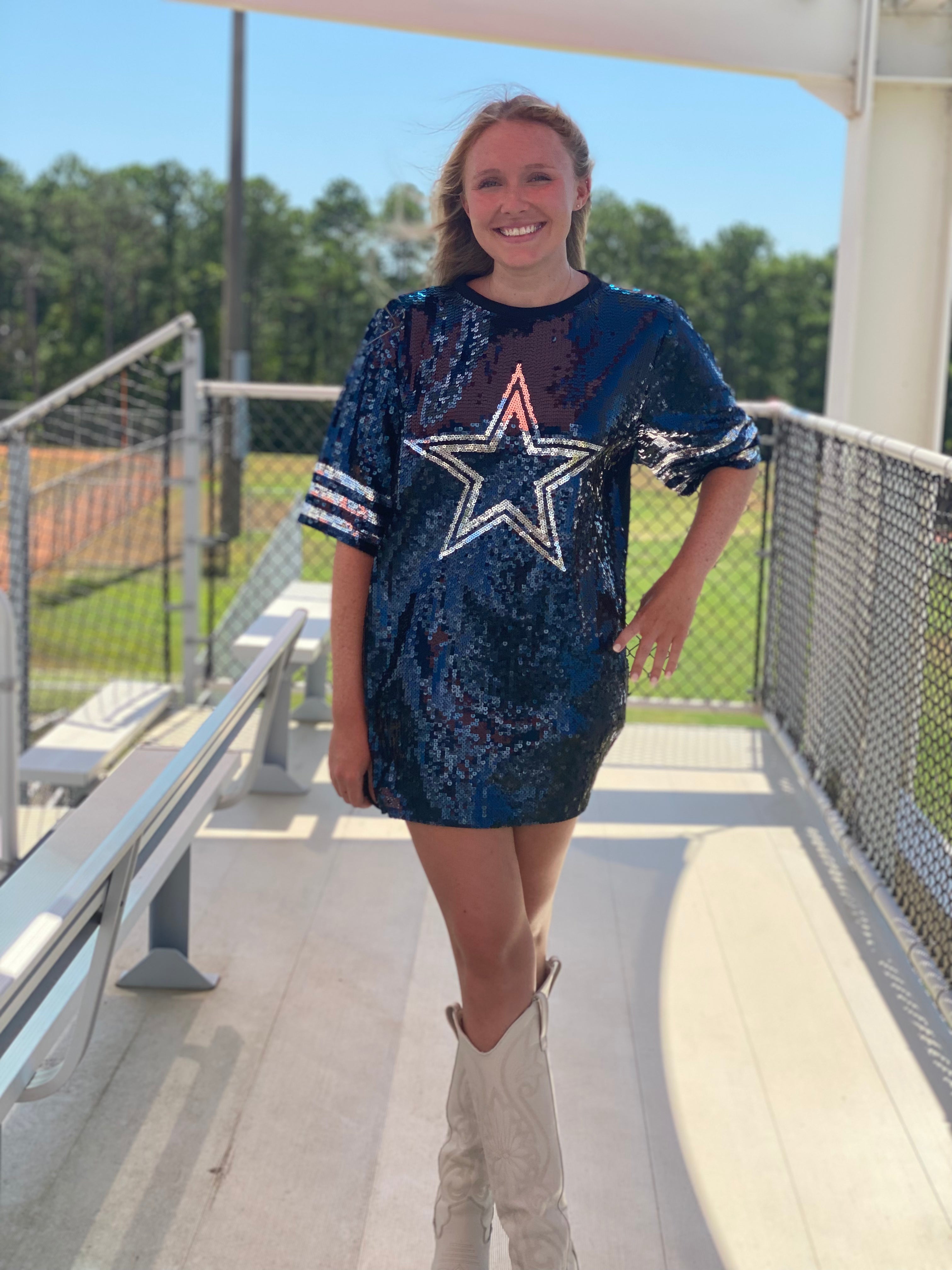 Sequin Dallas Star Dress – Sportin It Boutique