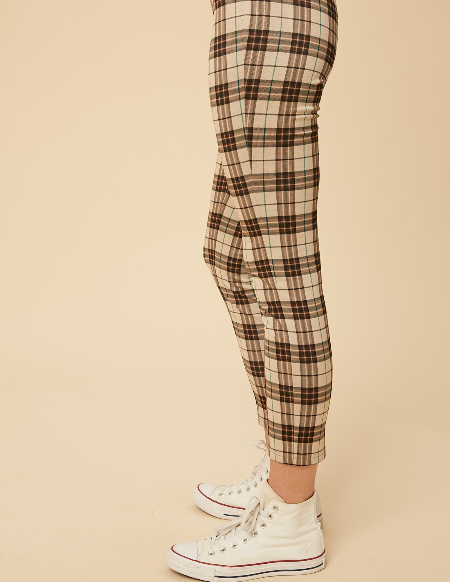 Beige Plaid Leggings Sportin It Boutique