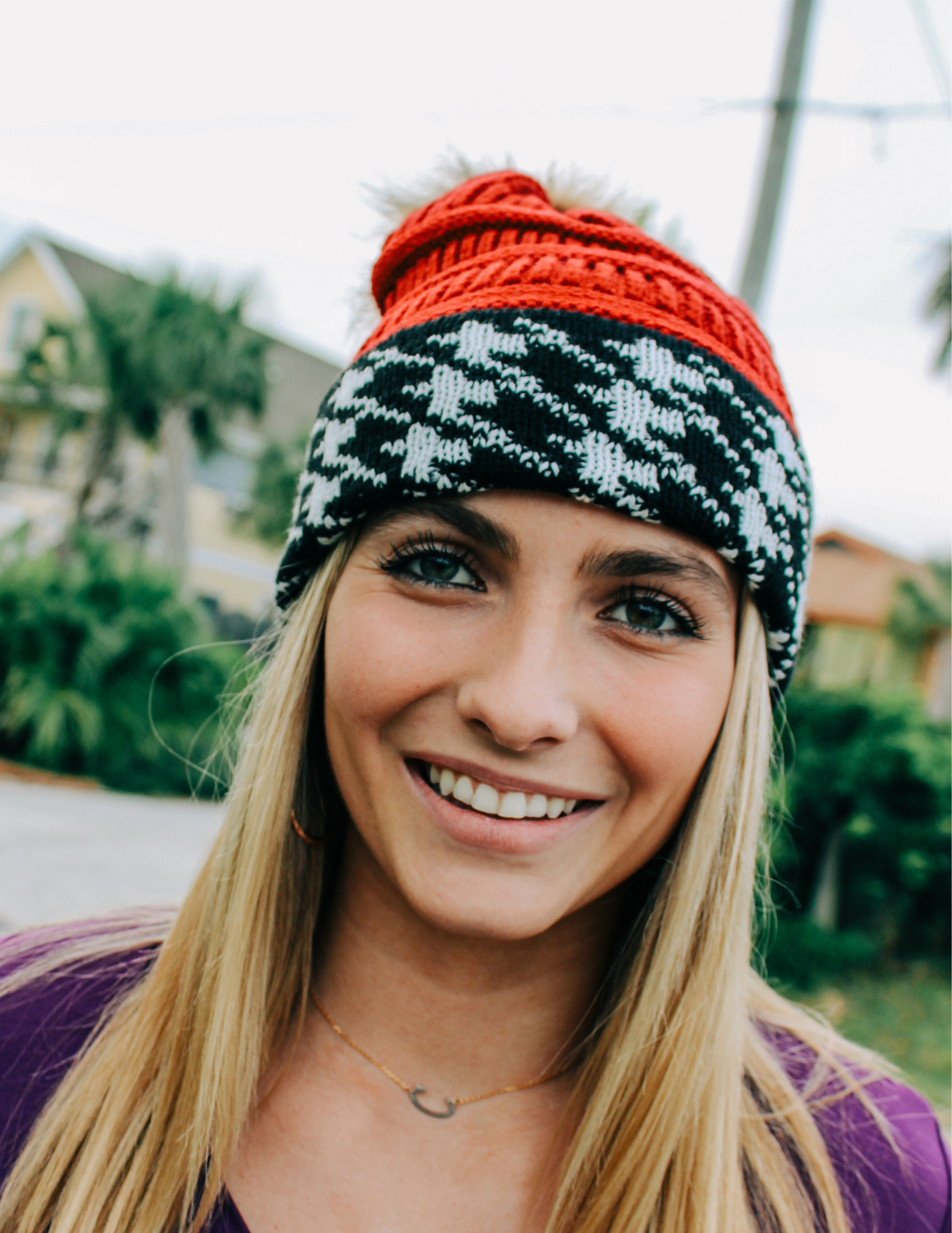 Knit Beanie Hat with Faux Fur Pom-Poms – Sportin It Boutique